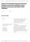 Superior NC Real Estate Important Final Exam Questions and Answers &lpar;Verified Answers&rpar; Updated &lpar;Actual Exam&rpar; 20252026 LATEST VERSION&excl;&excl;