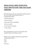 NBCSN SCHOOL NURSE CERTIFICATION EXAM 2 PRACTICE STUDY GUIDE 2026 SOLVED QUESTIONS
