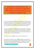EMERGENCY PROTOCOLS AND TREATMENT GUIDELINES FOR EMS PROVIDERS EXAM QUESTIONS AND ANSWERS&period; VERIFIED 2026&period;