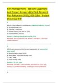 Pain Management Test Bank Questions  And Correct Answers &lpar;Verified Answers&rpar;  Plus Rationales 2025&sol;2026 Q&A &vert; Instant  Download Pdf