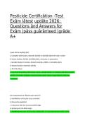 Pesticide Certification Test Exam 2026 Questions and Answers Study Guide for A&plus; Pass Guaranteed