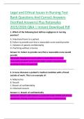 Legal and Ethical Issues in Nursing Test  Bank Questions And Correct Answers  &lpar;Verified Answers&rpar; Plus Rationales  2025&sol;2026 Q&A &vert; Instant Download Pdf 
