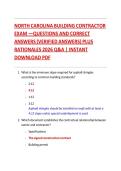 NORTH CAROLINA BUILDING CONTRACTOR EXAM &mdash;QUESTIONS AND CORRECT ANSWERS &lpar;VERIFIED ANSWERS&rpar; PLUS RATIONALES 2026 Q&A &vert; INSTANT DOWNLOAD PDF