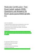 Pesticide Certification Test Exam 2026 Questions and Answers Study Guide for A&plus; Pass Guaranteed