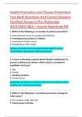 Health Promotion and Disease Prevention  Test Bank Questions And Correct Answers  &lpar;Verified Answers&rpar; Plus Rationales  2025&sol;2026 Q&A &vert; Instant Download Pdf
