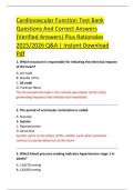 Cardiovascular Function Test Bank  Questions And Correct Answers  &lpar;Verified Answers&rpar; Plus Rationales  2025&sol;2026 Q&A &vert; Instant Download  Pdf 