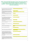 AHA ACLS EXAM &lpar;Written Test&rpar; American Heart  Association Standards Aligned &vert; 2026&sol;2027  Update &vert; Questions and Correct Answers &vert; 100&percnt;  correct solutions