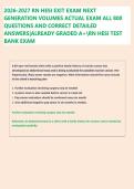 2026-2027 RN HESI EXIT EXAM NEXT  GENERATION VOLUMES ACTUAL EXAM ALL 800  QUESTIONS AND CORRECT DETAILED  ANSWERS&vert;ALREADY GRADED A&plus;RN HESI TEST  BANK EXAM   