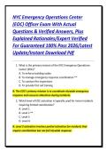 NYC Emergency Operations Center &lpar;EOC&rpar; Officer Exam With Actual Questions & Verified Answers&comma; Plus Explained Rationales&sol;Expert Verified For Guaranteed 100&percnt; Pass 2026&sol;Latest Update&sol;Instant Download Pdf
