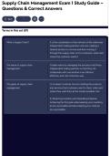 Supply Chain Management Exam 1 Study Guide &ndash; Questions & Correct Answers