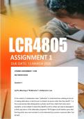 LCR4805 Assignment 1 Due March 2026  - Distinction Guaranteed