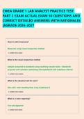 CWEA GRADE 1 LAB ANALYST PRACTICE TEST  PART 2 EXAM ACTUAL EXAM 50 QUESTIONS AND  CORRECT DETAILED ANSWERS WITH RATIONALES  &vert;AGRADE 2026-2027  CWEA GRADE 1 LAB ANALYST PRACTICE TEST  PART 2 EXAM ACTUAL EXAM 50 QUESTIONS AND  CORRECT DETAILED ANSWERS WITH 