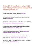 Maine CRMA Certification Latest 2026 Actual Complete Questions and Verified Answers&vert; Graded A&plus;