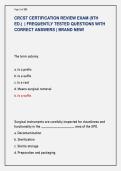 CRCST CERTIFICATION REVIEW EXAM &lpar;9TH  ED&period;&rpar;  &vert; FREQUENTLY TESTED QUESTIONS WITH  CORRECT ANSWERS &vert; BRAND NEW&excl; 