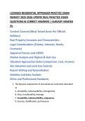 LICENSED RESIDENTIAL APPRAISER PRACTICE EXAM  NEWEST 2025-2026 UPDATE REAL PRACTICE EXAM  QUESTIONS & CORRECT ANSWERS &vert; ALREADY GRADED  A&plus;