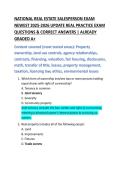 NATIONAL REAL ESTATE SALESPERSON EXAM  NEWEST 2025-2026 UPDATE REAL PRACTICE EXAM  QUESTIONS & CORRECT ANSWERS &vert; ALREADY  GRADED A&plus;