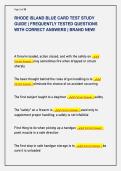 RHODE ISLAND BLUE CARD TEST STUDY  GUIDE &vert; FREQUENTLY TESTED QUESTIONS  WITH CORRECT ANSWERS &vert; BRAND NEW&excl; 