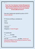 Texas Tow Truck Operator &lpar;Incident Management&rpar;  License Actual Verified Exam And Practice Exams  With Complete Questions And Correct Detailed  Answers&vert;&vert;Newest Exam&excl;&excl;&excl; 