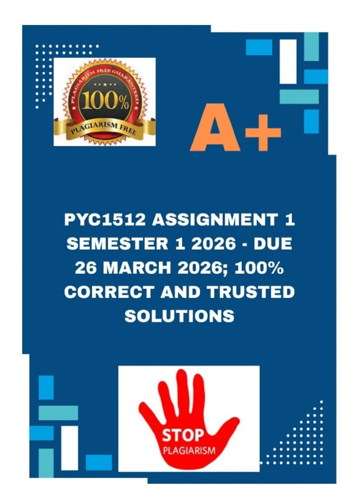 PYC1512 Assignment 1 Semester 1 2026 - DUE 26 March 2026; 100% CORRECT ...