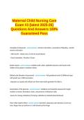 Maternal Child Nursing Care Exam -3 -latest 2025-26- Questions And Answers 100&percnt;  Guaranteed Pass