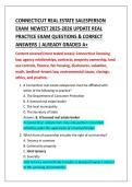 CONNECTICUT REAL ESTATE SALESPERSON  EXAM NEWEST 2025-2026 UPDATE REAL  PRACTICE EXAM QUESTIONS & CORRECT  ANSWERS &vert; ALREADY GRADED A&plus;