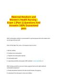 Maternal-Newborn and Women-s Health Nursing - Exam 1 -Part 1- Questions And Answer 100&percnt; guaranteed pass