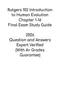 Rutgers 102 Human Evolution Final Exam Study Guide 2026 &vert; Chapters 1&ndash;16