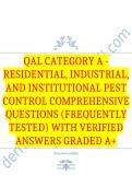 QAL Category A - Residential&comma; Industrial&comma; and Institutional Pest Control Comprehensive Questions &lpar;Frequently Tested&rpar; with Verified Answers Graded A&plus;