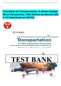 Test Bank for Transportation&colon; A Global Supply Chain Perspective&comma; 10th Edition by Robert A&period; Novack&comma; Brian Gibson & Yoshinori Suzuki &vert; ISBN&colon; 9780357908549 &vert; Verified Chapters 1-13 Complete &vert; A&plus; Grade 