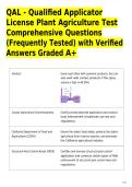 QAL - Qualified Applicator License Plant Agriculture Test Comprehensive Questions &lpar;Frequently Tested&rpar; with Verified Answers Graded A&plus;