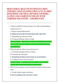 BEHAVIORAL HEALTH TECHNICIAN &lpar;BHT&rpar;  CERTIFICATION EXAMINATION ACTUAL PREP  QUESTIONS AND WELL REVISED ANSWERS -  LATEST AND COMPLETE UPDATE WITH  VERIFIED SOLUTIONS &ndash; ASSURES PASS