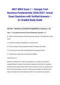 MGT 8803 Exam 1 &ndash; Georgia Tech Business Fundamentals 2026&sol;2027&colon; Actual Exam Questions with Verified Answers &ndash; A&plus; Graded Study Guide