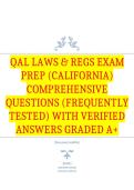 QAL Laws & Regs Exam Prep &lpar;California&rpar; Comprehensive Questions &lpar;Frequently Tested&rpar; with Verified Answers Graded A&plus;
