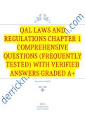 QAL Laws and Regulations Chapter 1 Comprehensive Questions &lpar;Frequently Tested&rpar; with Verified Answers Graded A&plus; Package Deal