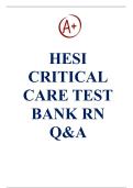 HESI CRITICAL CARE TEST BANK RN Q&A