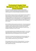 Purchasing & Supply Chain Management Exam Questions and Correct Answers