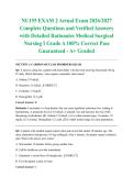 NU155 EXAM 2 Actual Exam 2026&sol;2027 Complete Questions and Verified Answers with Detailed Rationales Medical Surgical Nursing I Grade A 100&percnt; Correct Pass Guaranteed - A&plus; Graded