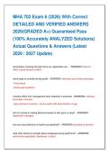 MHA 702 Exam 6 &lpar;2026&rpar; With Correct   DETAILED AND VERIFIED ANSWERS   2026&lpar;GRADED A&plus;&rpar; Guaranteed Pass   &lpar;100&percnt; Accurately ANALYZED Solutions&rpar;   Actual Questions & Answers &lpar;Latest   2026 &sol; 2027 Update&rpar;