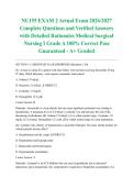 NU155 EXAM 2 Actual Exam 2026&sol;2027 Complete Questions and Verified Answers with Detailed Rationales Medical Surgical Nursing I Grade A 100&percnt; Correct Pass Guaranteed - A&plus; Graded