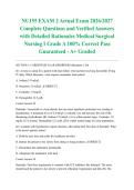 NU155 EXAM 2 Actual Exam 2026&sol;2027 Complete Questions and Verified Answers with Detailed Rationales Medical Surgical Nursing I Grade A 100&percnt; Correct Pass Guaranteed - A&plus; Graded