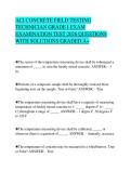 ACI CONCRETE FIELD TESTING TECHNICIAN GRADE I EXAM FINAL PAPER 2026 QUESTIONS WITH ANSWERS GRADED A&plus;