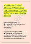 NURS6501 &sol; NURS 6501&colon;  Advanced Pathophysiology  Final Exam Version 2 Questions  And Correct Answers &lpar;Verified  Answers&rpar; 