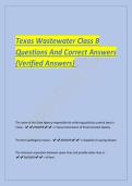 Texas Wastewater Class B  Questions And Correct Answers  &lpar;Verified Answers&rpar;