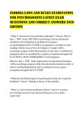 Florida Laws and Rules Examination for Psychologists Latest Exam Questions and Correct Answers 2026 Edition
