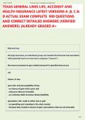 TEXAS GENERAL LINES LIFE&comma; ACCIDENT AND  HEALTH INSURANCE LATEST VERSIONS A &comma;B&comma; C &  D ACTUAL EXAM COMPLETE  900 QUESTIONS  AND CORRECT DETAILED ANSWERS &lpar;VERIFIED  ANSWERS&rpar; &vert;ALREADY GRADED A&plus;