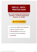 HESI A2 - Math - Practice Exam 30&plus; &lpar;Fully Updated 2025-2026&rpar; Exam Questions &plus; Verified & Rationalized Answers   A&plus; Graded