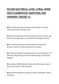 NCCER ELECTRICAL LEVEL 2 FINAL PAPER 2026 EXAMINATION QUESTIONS AND ANSWERS GRADED A&plus;