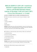 BIOL251 MODULE AND LAB 1 Actual Exam 2026&sol;2027 Complete Questions and Verified Answers with Detailed Rationales Human Anatomy & Physiology I with Lab Grade A 100&percnt; Correct Pass Guaranteed - A&plus; Graded