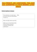 ISSA STRENGTH AND CONDITIONING FINAL EXAM 2026 &vert;GUARANTEED ACCURATE ANSWERS &vert;LATEST UPDATE
