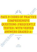 PACE & Codes of Practice Comprehensive Questions &lpar;Frequently Tested&rpar; with Veified Answers Graded A&plus;